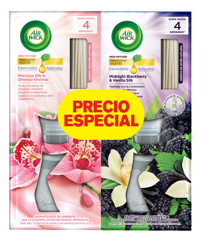 Pack X2 Aromatizantes Reed Diffuser Varitas 100ml Air Wick