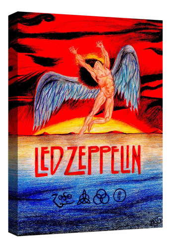 Cuadro Decorativo Canvas Moderno Led Zeppelin Color Led Zeppelin 2 Armazón Natural