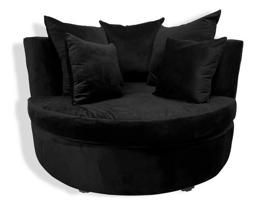 Sillón Moderno Minimalista Para Salas Recamara Hogar . Negro Liso