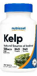 Suplemento Nutricost Kelp Tablets 325mcg Iodo 240 Comprimido