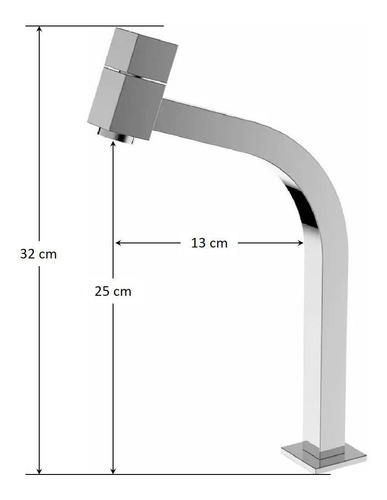 Torneira Banheiro Link Quadrada Bica Alta