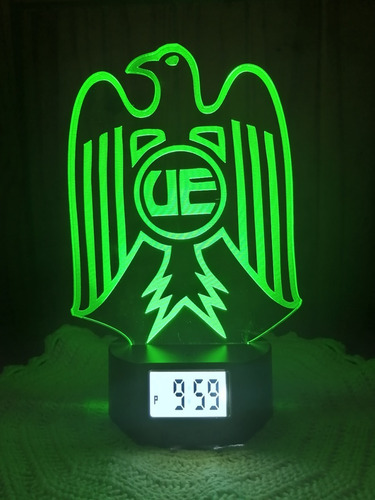 Unión Española Lámpara Led 3d Reloj Alarma 7 Colores En Uno