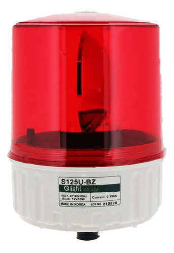 Torreta Giratoria Roja Zumbador 120v Qlight S125u-bz-120-r