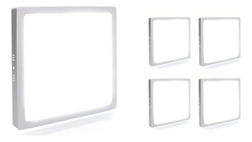 Kit 5 Plafon Quadrado Sobrepor Led 25w 24w Cor Branco