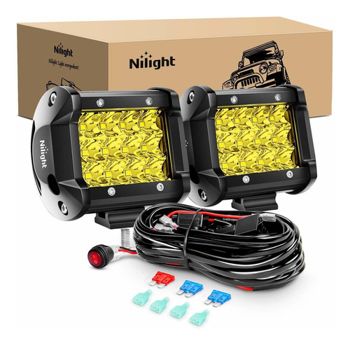 Nilight Barra Luz Led Color Ambar Triple Fila Lm Kit Awg