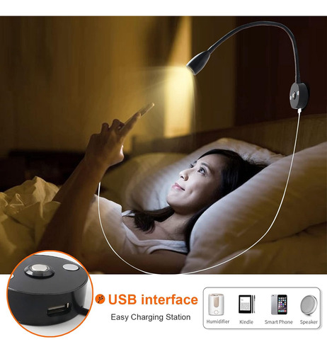 Lámpara De Lectura Led Usb Con Cuello De Cisne Flexible