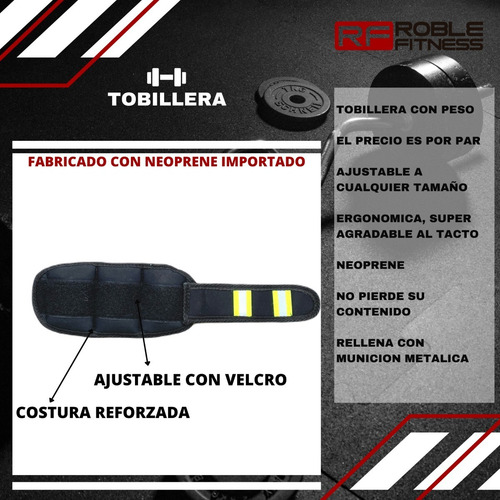 Imagen 3 de 9 de Tobillera Con Peso Ergonomica Neoprene 3 Kg C/u Precio Par