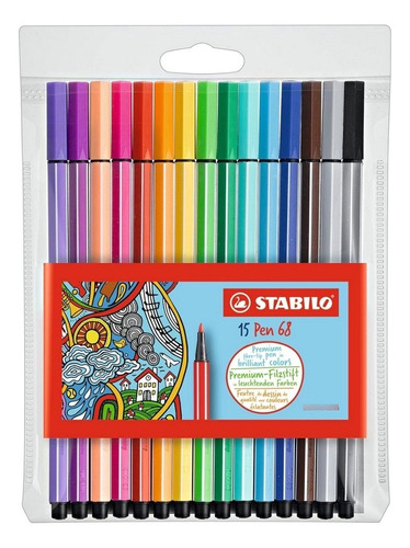 Caneta Stabilo Pen 68 - Conjunto Com 15 Cores