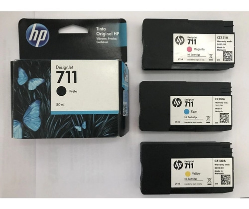 Cartuchos Hp 711 P:80ml C:29ml M:29ml Y:29 Ml Com As 4 Cores