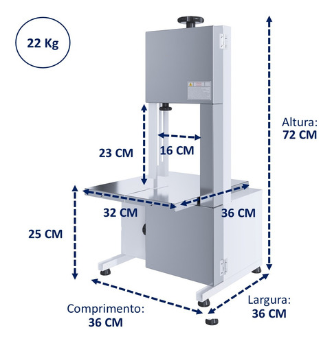 Serra Fita Semi Inox Bancada Açougue Carne Potente 1/3 Cv
