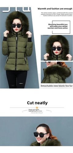 Abrigo De Algodón De Invierno Para Mujer, Cuello De Piel Rec