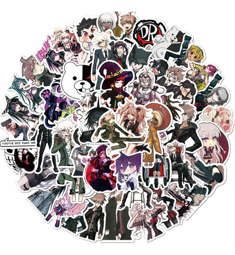 Set De 50 Pegotines Stickers De Danganronpa Anime Manga