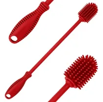 Comprar Escova De Lavar Garrafa Mamadeira Copo Taça Silicone Pratico Cor Vermelho
