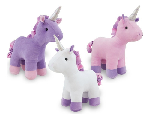 Trio De Unicórnios Pelúcia 30cm Decoração Infantil