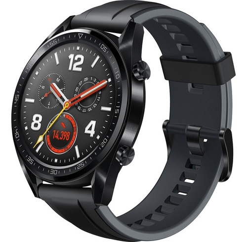 Huawei Watch GT Sport 1.39" caja 46mm de  acero inoxidable black stainless steel, malla  graphite black de  silicona y bisel de  cerámica FTN-B19