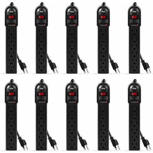 Kmc 6-outlet Surge Protector Power Strip 10-pack, 600 Fh79w