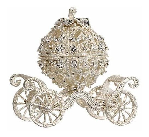 Kisangel Silver Rhinestone Princess Crystal Pumpkin Carriage