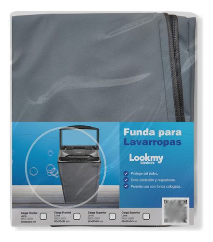  Funda Para Lavarropas Impermeable Marca Lookmy | Cubre Lavarropas Exterior De Lona Gruesa Carga Superior | Funda Lavarropas Gris Premium | Funda Para Lavarropas 60x60 Cm Con Costuras Termoselladas I