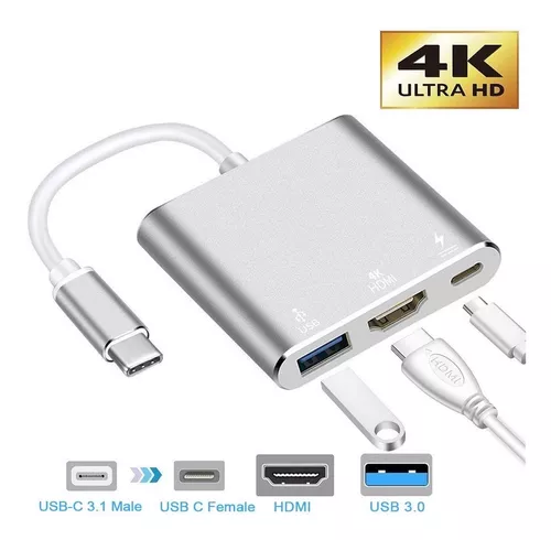 / S9 / S9 Plus/Note 8 4 en 1 Adaptador USB C Hub HDMI con 2 Puertos USB para MacBook Chromebook Pixel Galaxy S8 / S8 Concentrador HUB USB-C,Adaptador Tipo C a HDMI 4K 