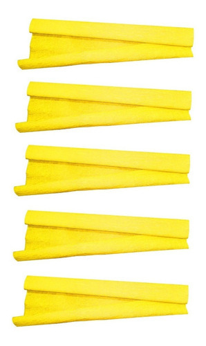Kit Com 5 Folhas Papel Crepom Colorido Vmp 48cm X 2 Metros Cor Amarelo