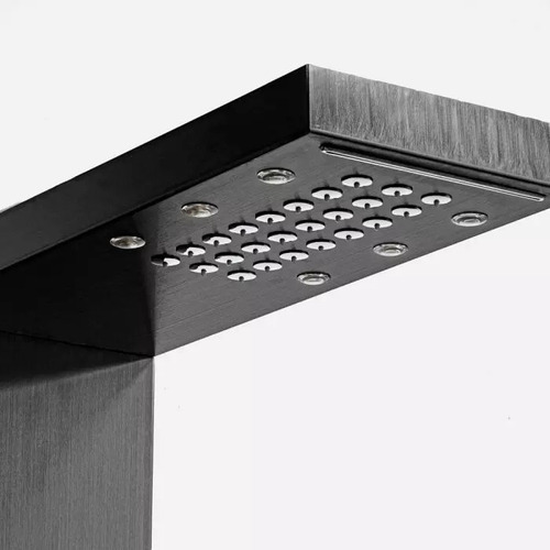Ducha Vertical Com Hidromassagem Cascata Led Preto Escovado