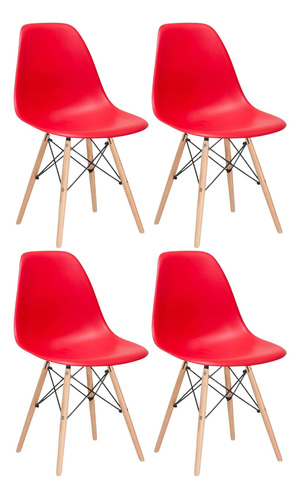 Kit 4 Cadeiras De Jantar Pé Palito Charles Eames Estrutura da cadeira Preto Assento Nude