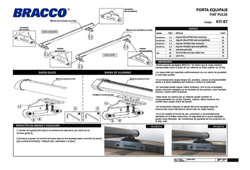 Imagen 3 de 10 de Porta Equipajes Fiat Pulse 2022+ Barra Negra Bracco Original
