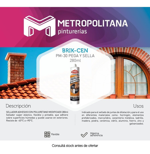 Brik-cen Pega Sella Sellador De Poliur Quiadsa | 280ml