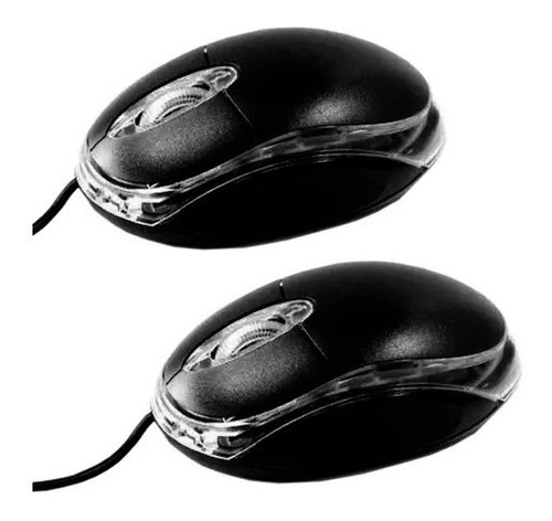 Mouse Optico Usb Pc Negro B100 Ergonómico Económico 2 Unids