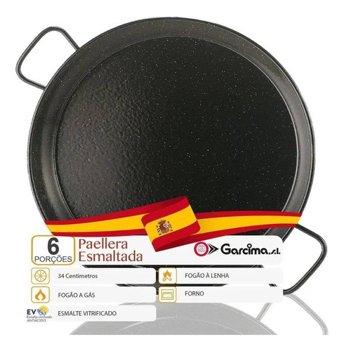 Paellera Espanhola Esmaltada 30 Cm Garcima 4 Porções Paella