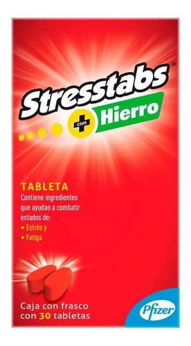 Stresstabs + Hierro Caja C/30 Tabs Pfizer/ Combate Estrés 