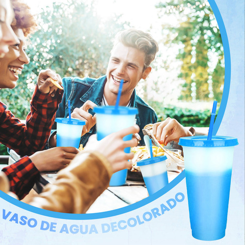 A 10pzs Vasos Magicos Cambian De Color Con Tapa Y Popote