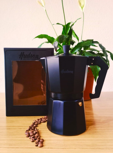 Cafetera Aluminio Hudson Negra 6 Tazas Cafe Full Black Color Negro