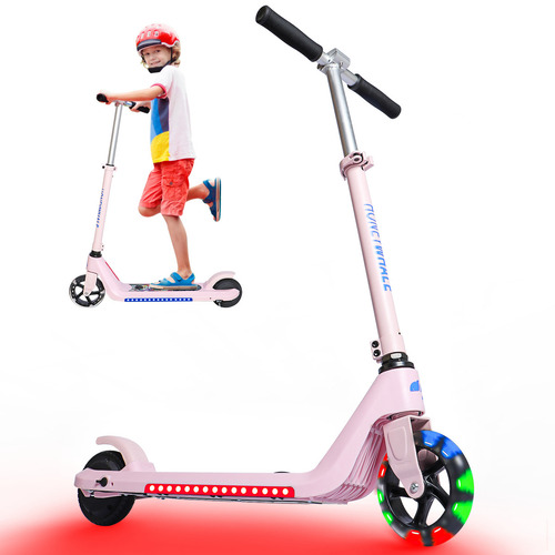 Scooter Eléctrico Patín E8 10km/h 180w Infantil Batería 2.5ah Autonomía 15km Ajustable Con Luces Led En La Base Monopatin Honey Whale Color Rosa