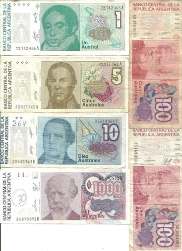 Lote De Seis Billetes De Australes Año 1987/1989