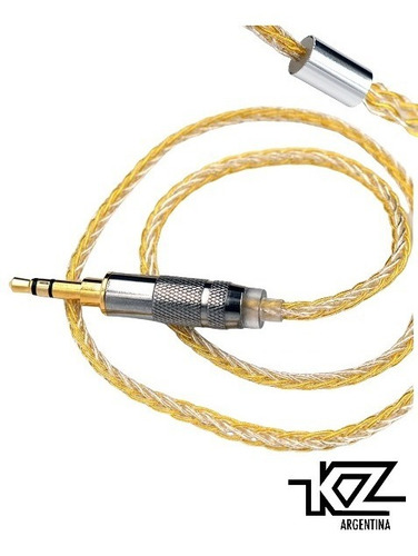 Imagen 7 de 10 de Cable Kz Gold Silver Mixed Upgrade Reforzado Oro Y Plata