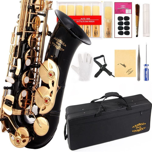 Glory Black/gold Keys E Flat Saxofón Alto Profesional...