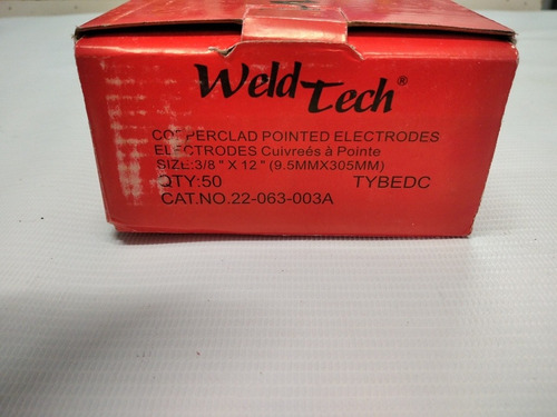 Electrodos De Carbón 3/8 X 12 Marca  Weld Tech  Caja 50 Pzas