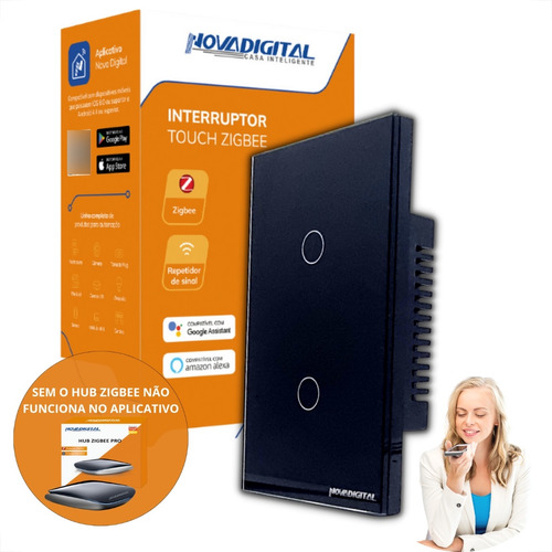 Interruptor Zigbee Nova Digital Inteligente Touch 2 Botões