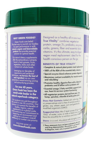 Batido De Proteínas Vegetales Green Foods True Vitality Vani