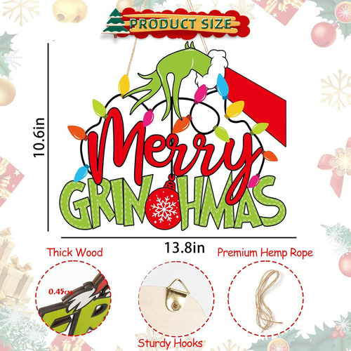 Neet Placa De Porta De Madeira Grinch Para Decoração De