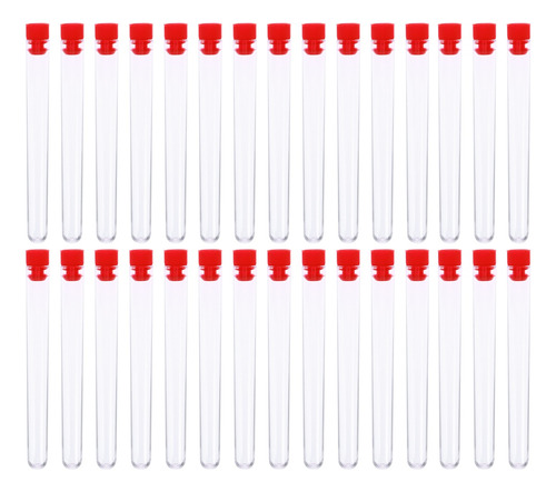 Tubos De Ensayo De Plástico Transparente Con Tapas, Paquete