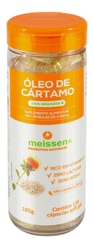 Óleo De Cártamo C/vitamina E 120cáps 1000mg Rico Ômega 6 E 9 Sabor Neutro