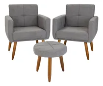 Comprar Kit 2 Poltronas + Puff - Gris