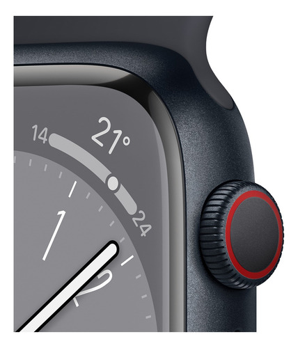 Apple Watch Series 8 GPS + Celular - Caja de aluminio color medianoche 45 mm - Correa deportiva color medianoche - Patrón - Distribuidor autorizado