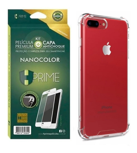 Imagem 1 de 3 de Kit Premium Película + Capinha iPhone 7 Plus 8 Plus Hprime