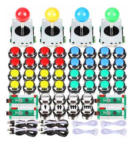 Set De 4 Joystick Arcade Mame Raspberry Pi / Usb Pc