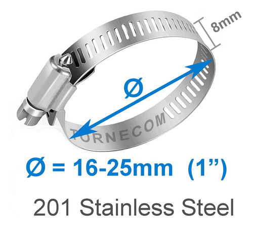 Abrazadera Acero Inoxidable 16-25mm 4 Piezas