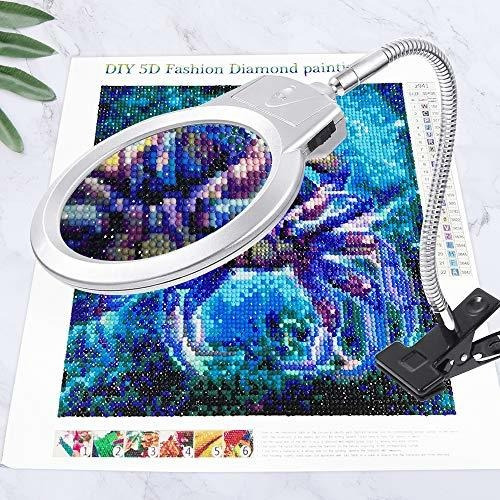 Imagen 2 de 5 de 5d Pintura De Diamante Herramientas Lupa Luz Led Con Abrazad