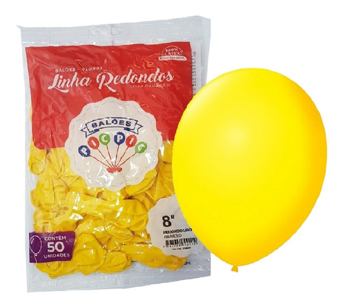 500 Bexiga Balão Liso Festa Grande N° 8 - Amarelo (10pct)